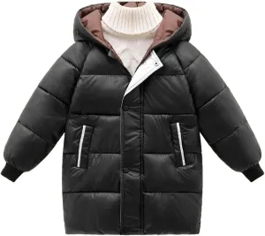Toddler Children's Boys Girls Winter Coat Long Puffer Down Jacket Windproof Warm Jacket Hooded Outwear Thick Padded Coat
