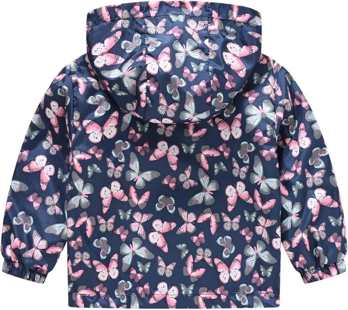 Toddler Girls Boys Flower Print Zip Hooded Jacket Kids Trench Rain Jacket Outerwear Lightweight Windbreaker Coat