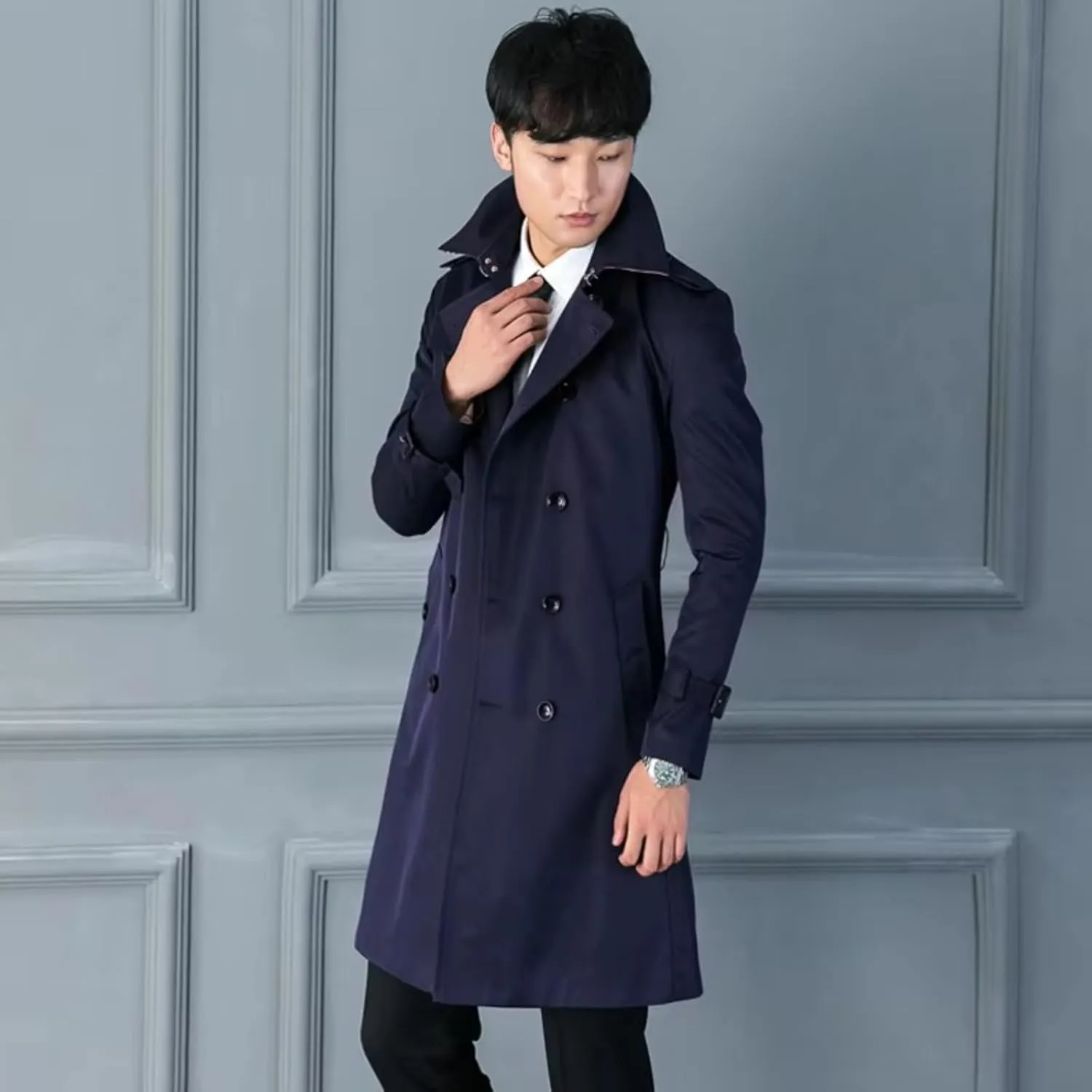 Trench Coat for mens Long Coats Male Overcoat
