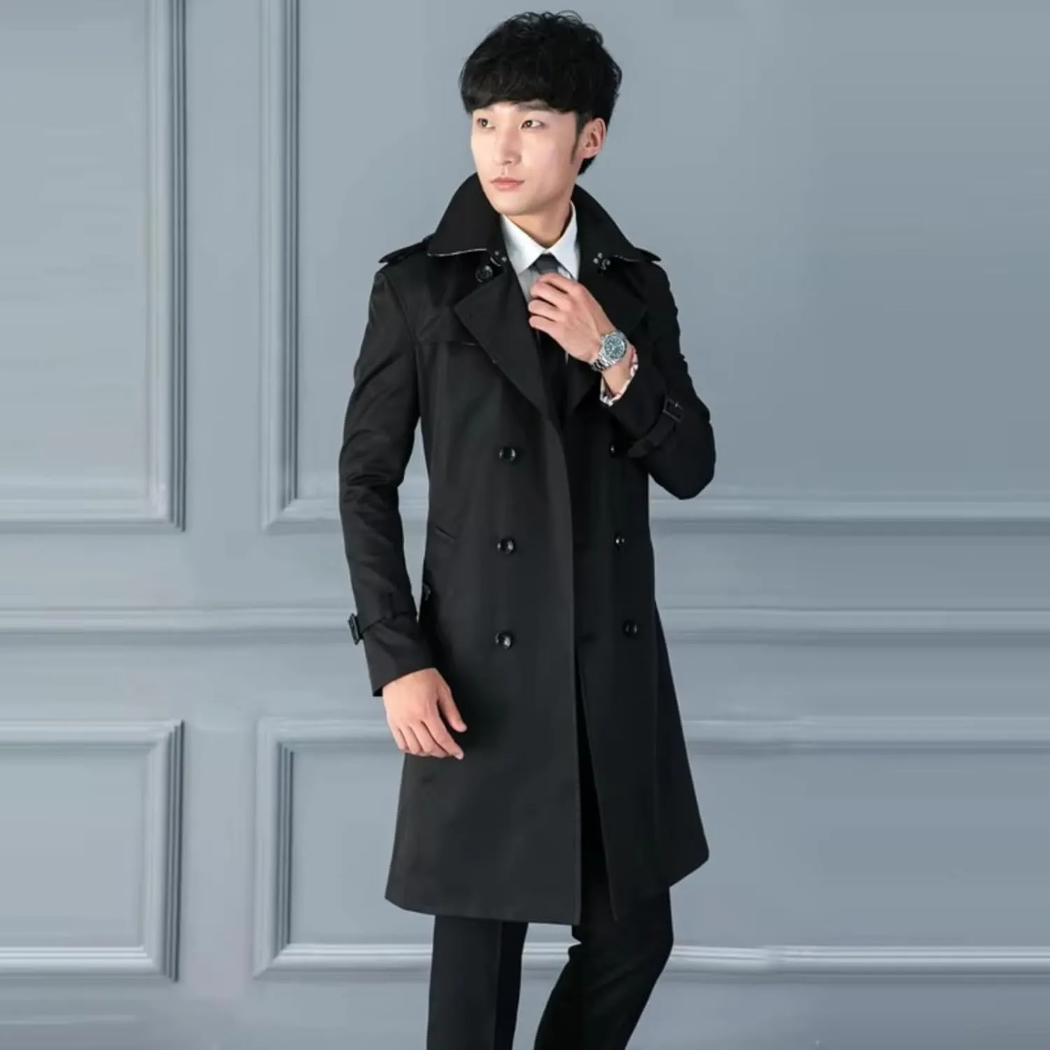 Trench Coat for mens Long Coats Male Overcoat