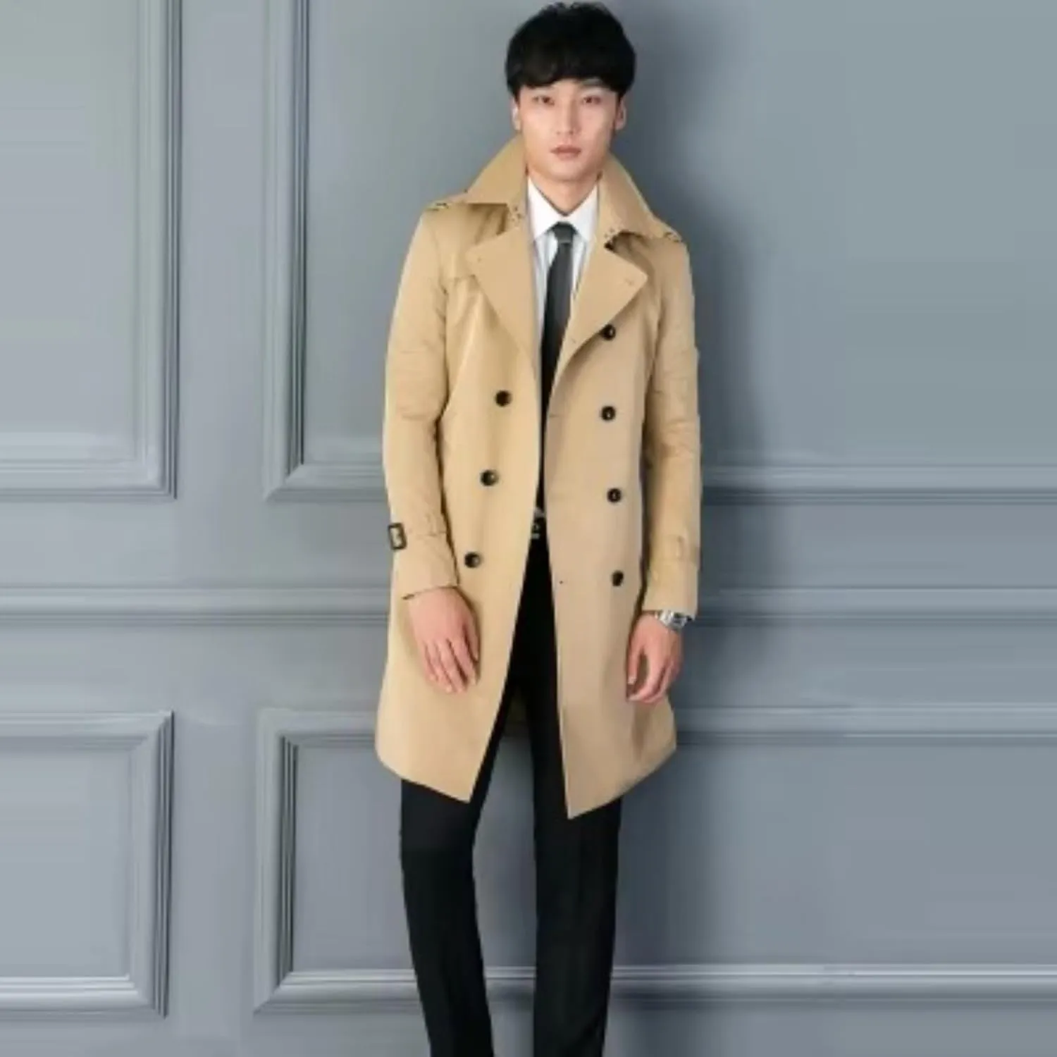 Trench Coat for mens Long Coats Male Overcoat