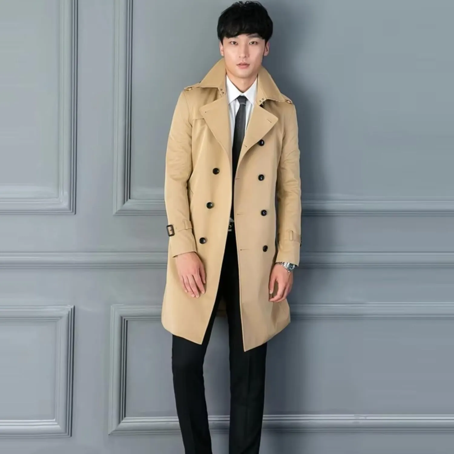Trench Coat for mens Long Coats Male Overcoat