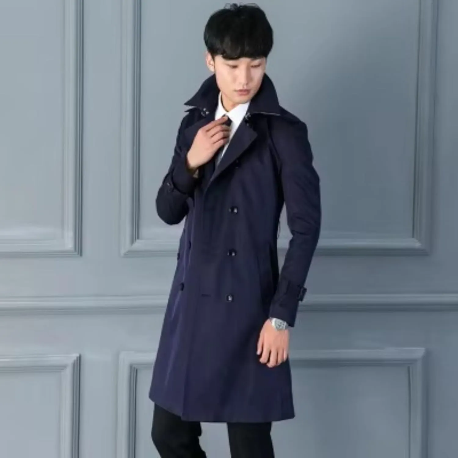 Trench Coat for mens Long Coats Male Overcoat