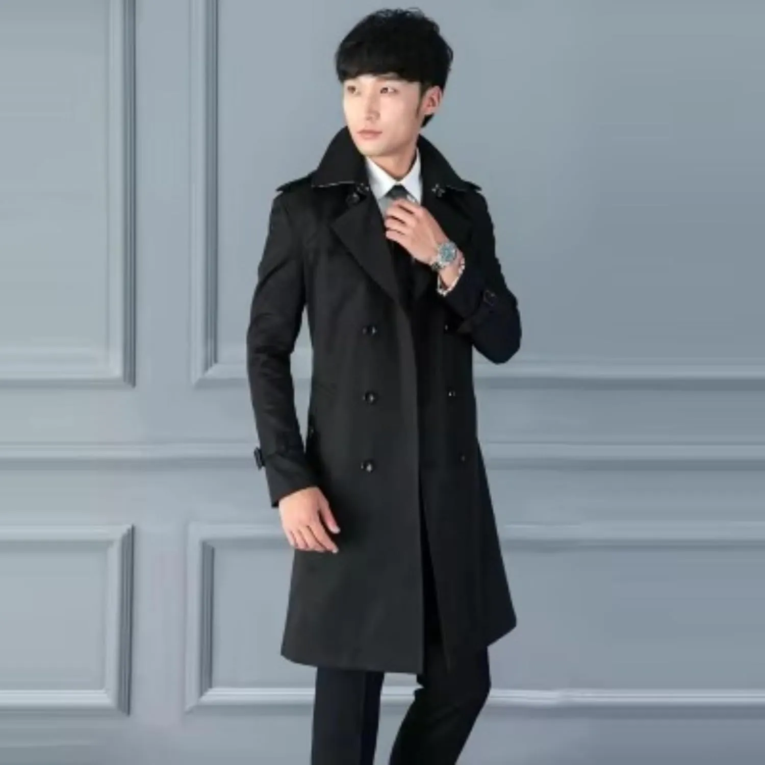 Trench Coat for mens Long Coats Male Overcoat