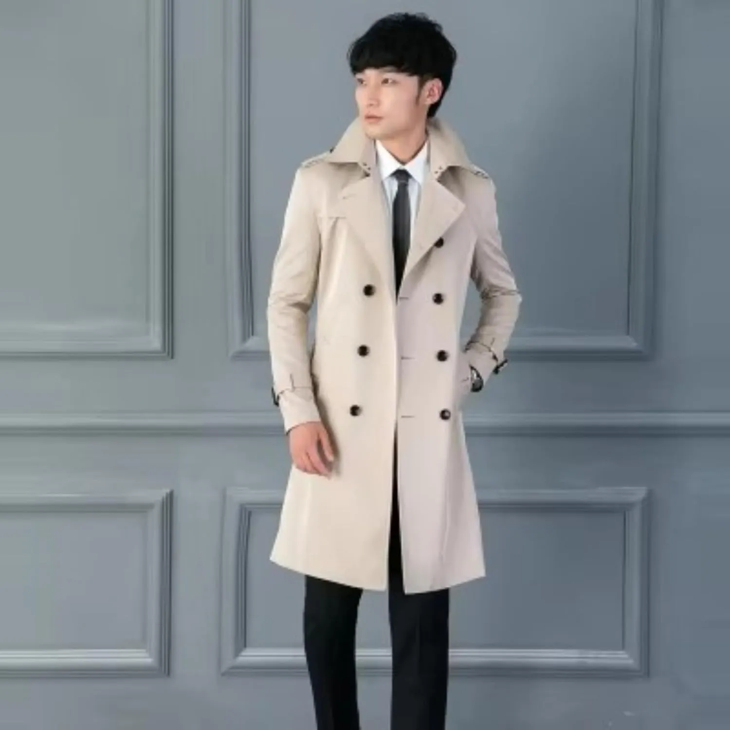 Trench Coat for mens Long Coats Male Overcoat