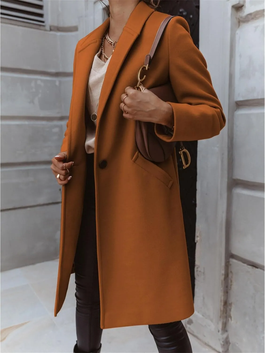 Trench Coat for Women Winter Elegant Windbreaker Fall Long Coats for Women Midi Peacoat Trench Coats Outwear