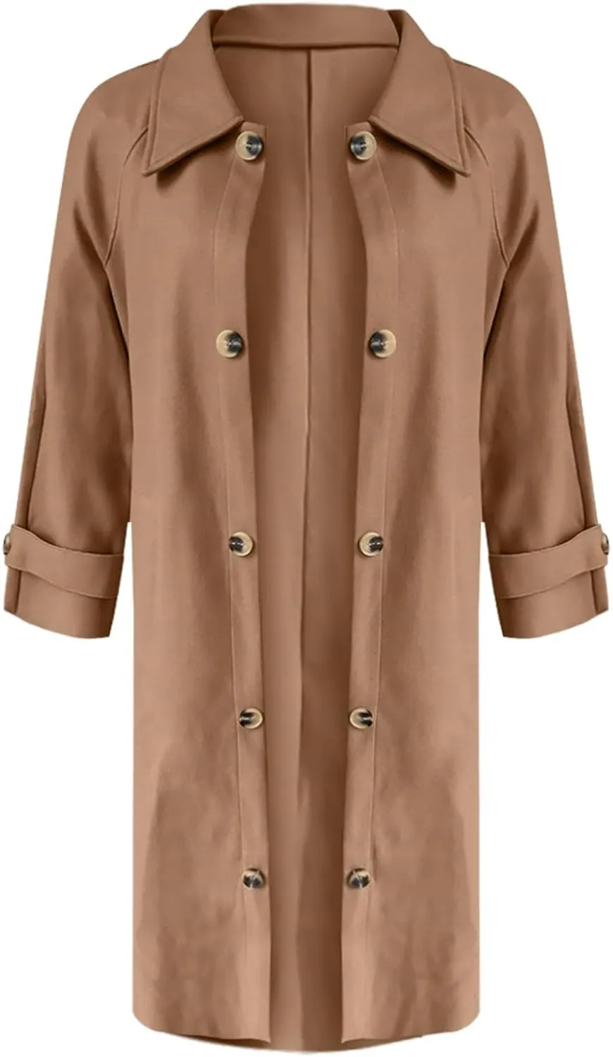 Trench Coat Sleeve Casual Fuzzy Jacket Loose Fitting Warm Winter Outwear Fashion Lapel Jacket Hooded Trench Coat