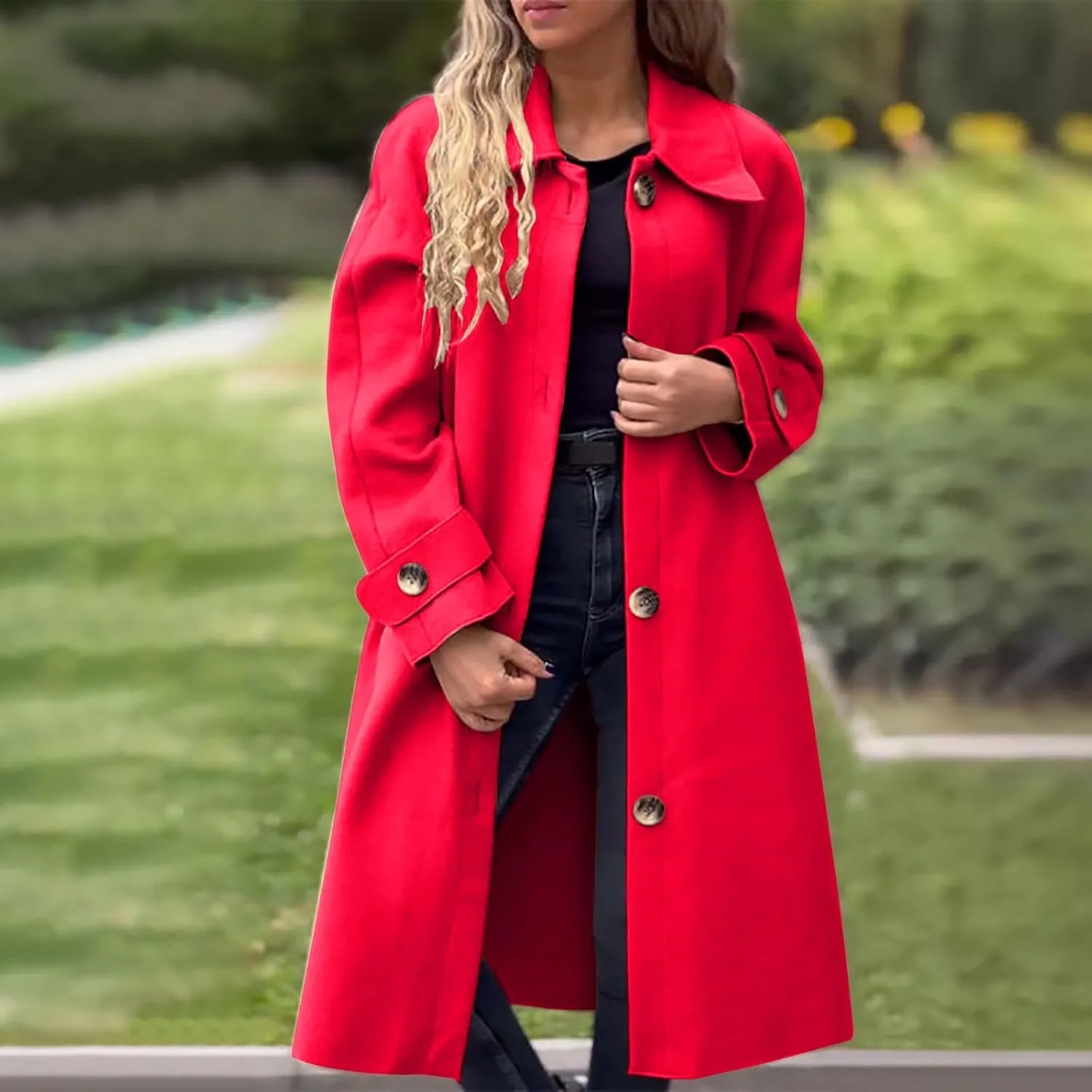 Trench Coats for Women Long Jacket Loose Fitting Warm Winter Outwear Fashion Lapel Jacket Coats Long Coats for Women