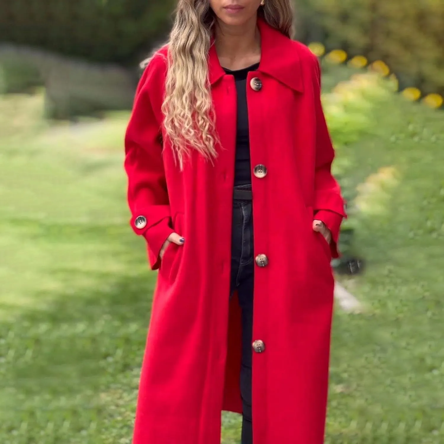 Trench Coats for Women Long Jacket Loose Fitting Warm Winter Outwear Fashion Lapel Jacket Coats Long Coats for Women