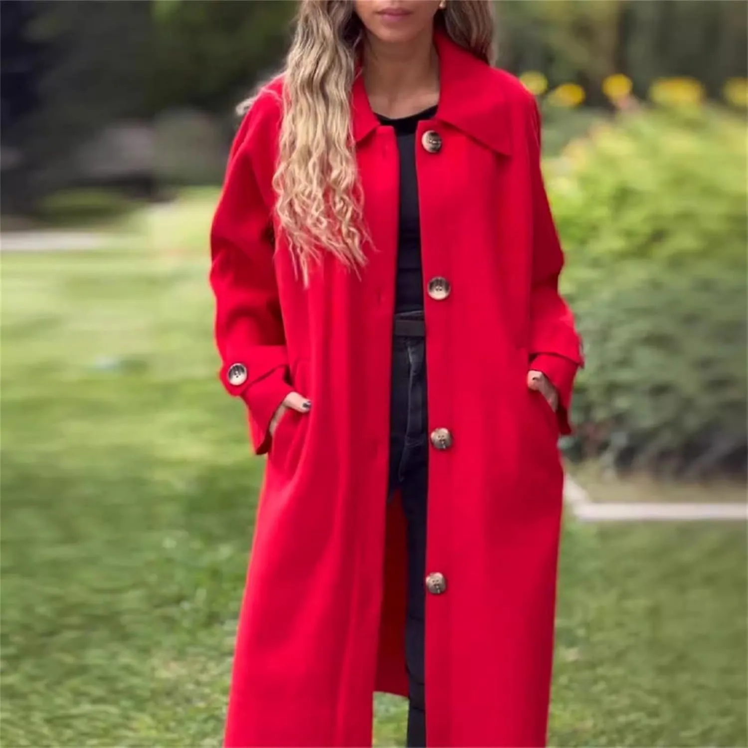 Trench Coats for Women Long Jacket Loose Fitting Warm Winter Outwear Fashion Lapel Jacket Coats Long Coats for Women