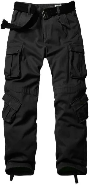 TRGPSG Men's Fleece Lined Hiking Pants, Winter Outdoor Cargo Pants, Work Ski Pants Casual Pants with 8 Pockets
