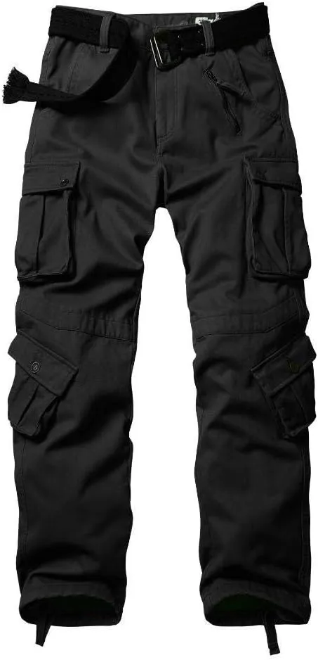 TRGPSG Men's Fleece Lined Hiking Pants, Winter Outdoor Cargo Pants, Work Ski Pants Casual Pants with 8 Pockets