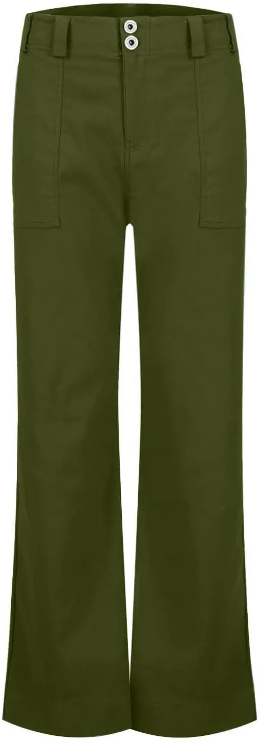 Twill Palazzo Pants for Women Casual Y2K Stretch High Waisted Chino Pants Slim Fit Wide Leg Dress Pants with Pockets