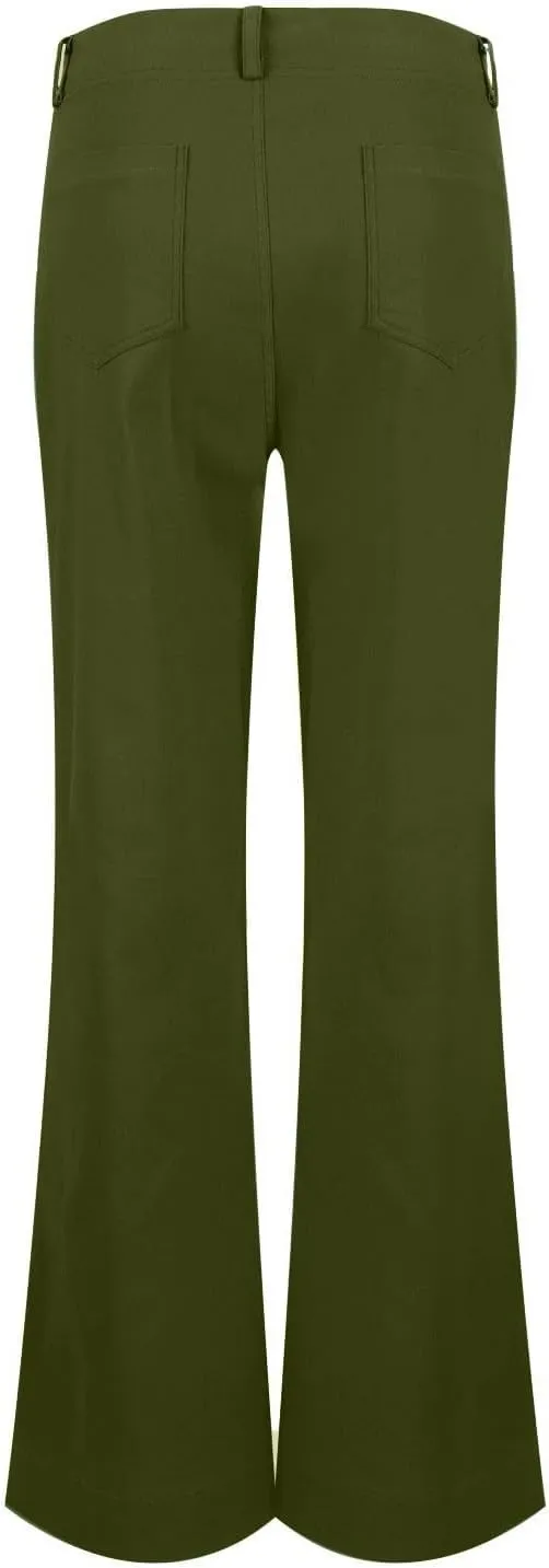 Twill Palazzo Pants for Women Casual Y2K Stretch High Waisted Chino Pants Slim Fit Wide Leg Dress Pants with Pockets