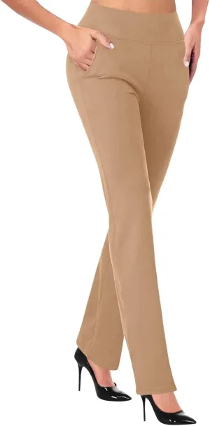 Uillui Formal Suit Pants for Women High Waist Slim Fit Straight Leg Trousers Dressy Casual Business Work Bootleg Pant Slacks