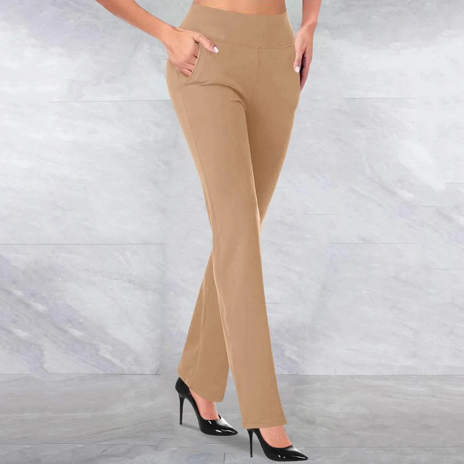 Uillui Formal Suit Pants for Women High Waist Slim Fit Straight Leg Trousers Dressy Casual Business Work Bootleg Pant Slacks