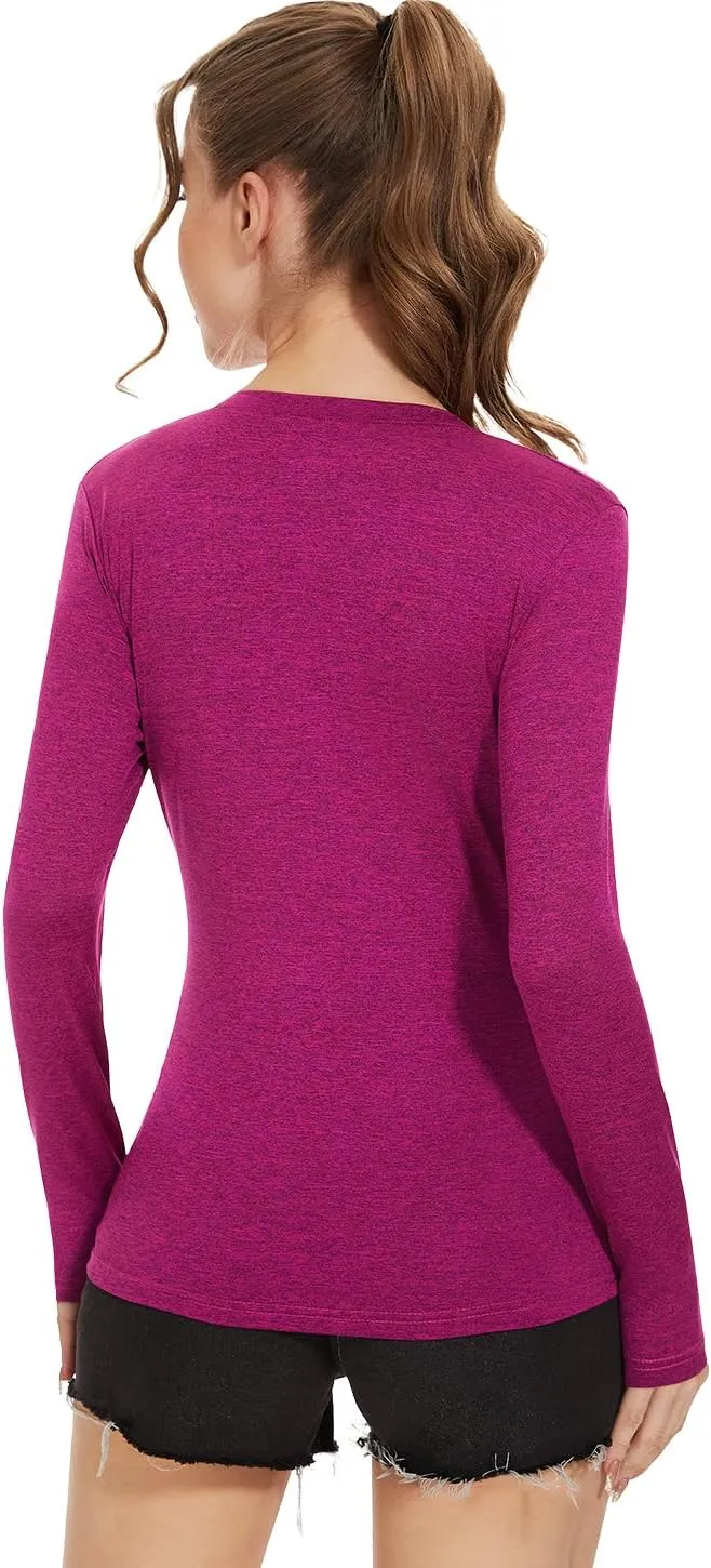 Ullnoy Women's Long Sleeve V Neck T Shirts Long Sleeve Workout Tops for Women V Neck Moisture Wicking Long Sleeve Tee Pack