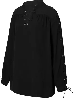Underwear Men's Loose Linen Medieval Gothic Renaissance Shirt Long Sleeve Pirate Mercenary Costume