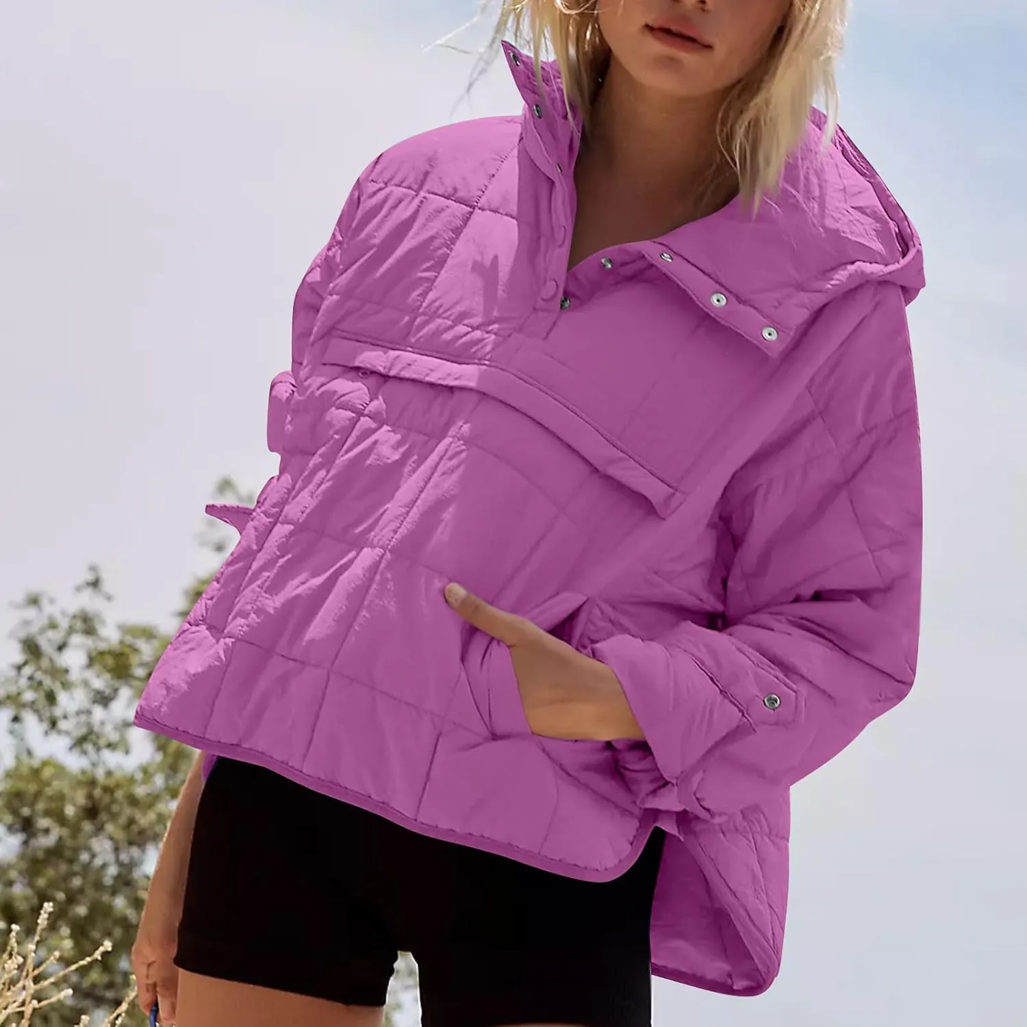 UOFOCO Womens Puffer Jacket with Hood Winter Packable Pullover Down Jackets Winter Quilted Jacket Coats for Women 2024