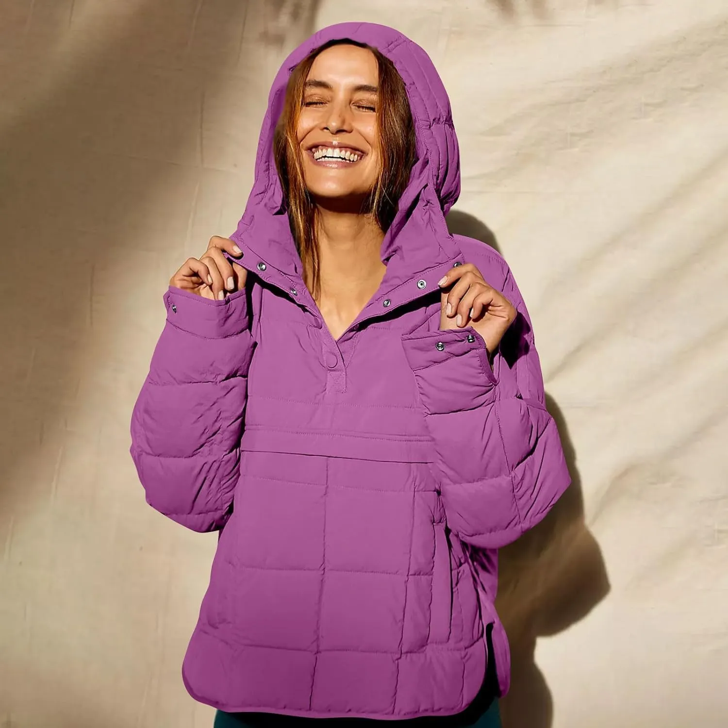 UOFOCO Womens Puffer Jacket with Hood Winter Packable Pullover Down Jackets Winter Quilted Jacket Coats for Women 2024