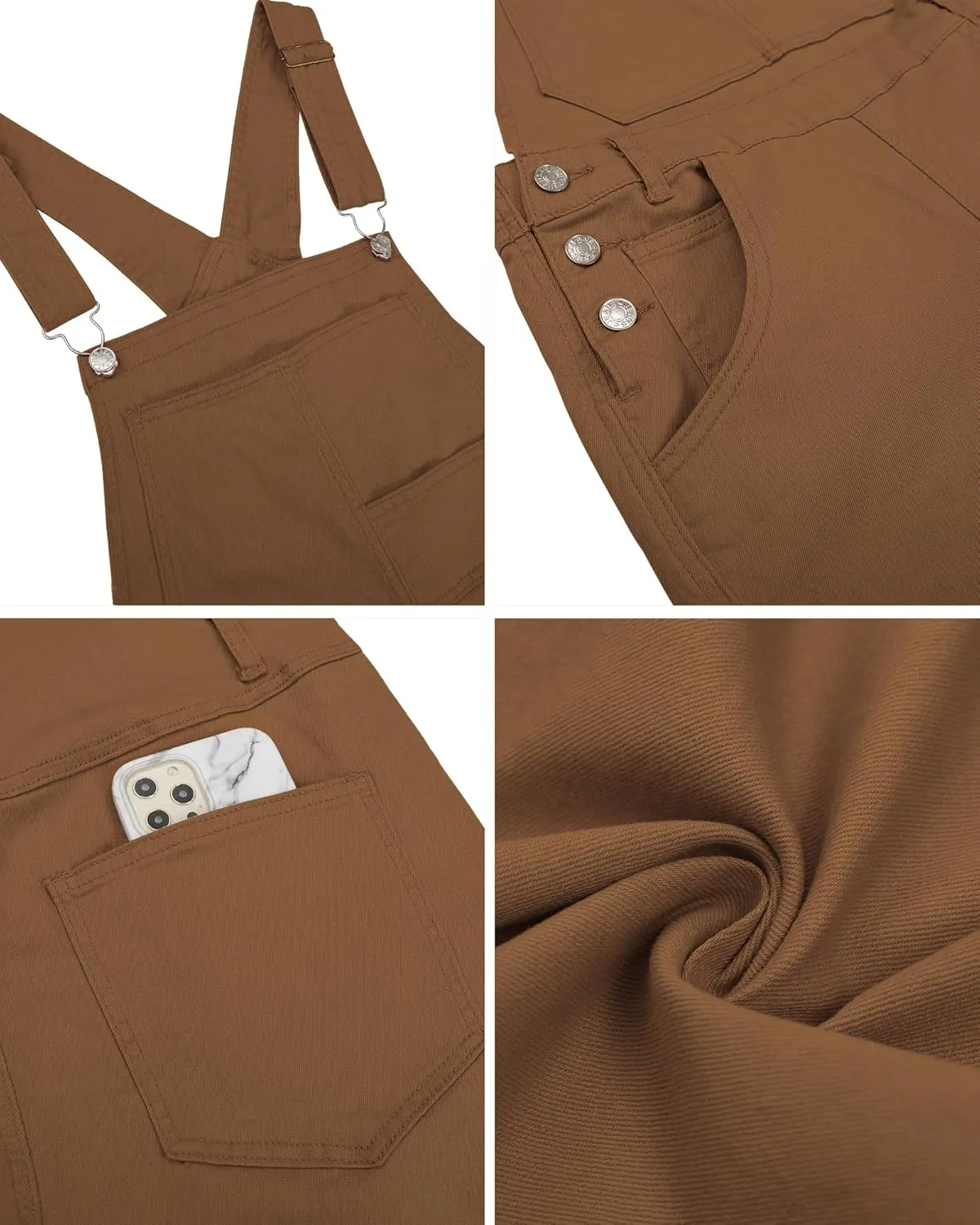 Vetinee Jean Overalls for Women Loose Fit Stretchy Denim Jumpsuit Baggy Bib Casual Straight Leg Pocket Dungaree Overall