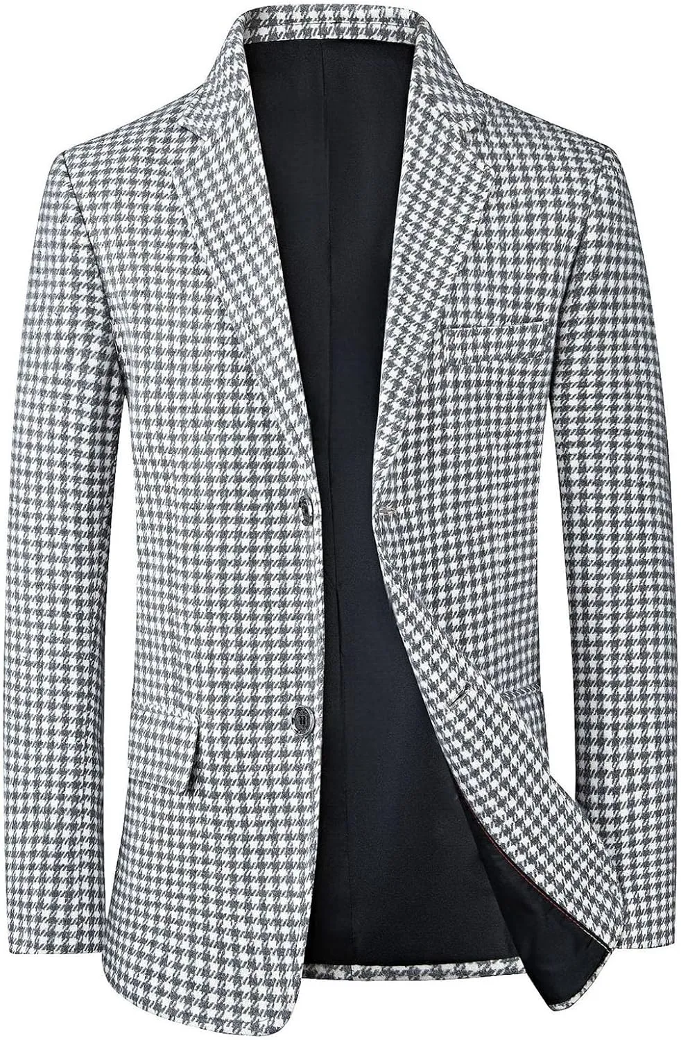 Wankang Mens Clasic Fit Plaid Suit Jacket One Button Daily Blazer Sport Coat for Men Casual Business Lightweight Balzers