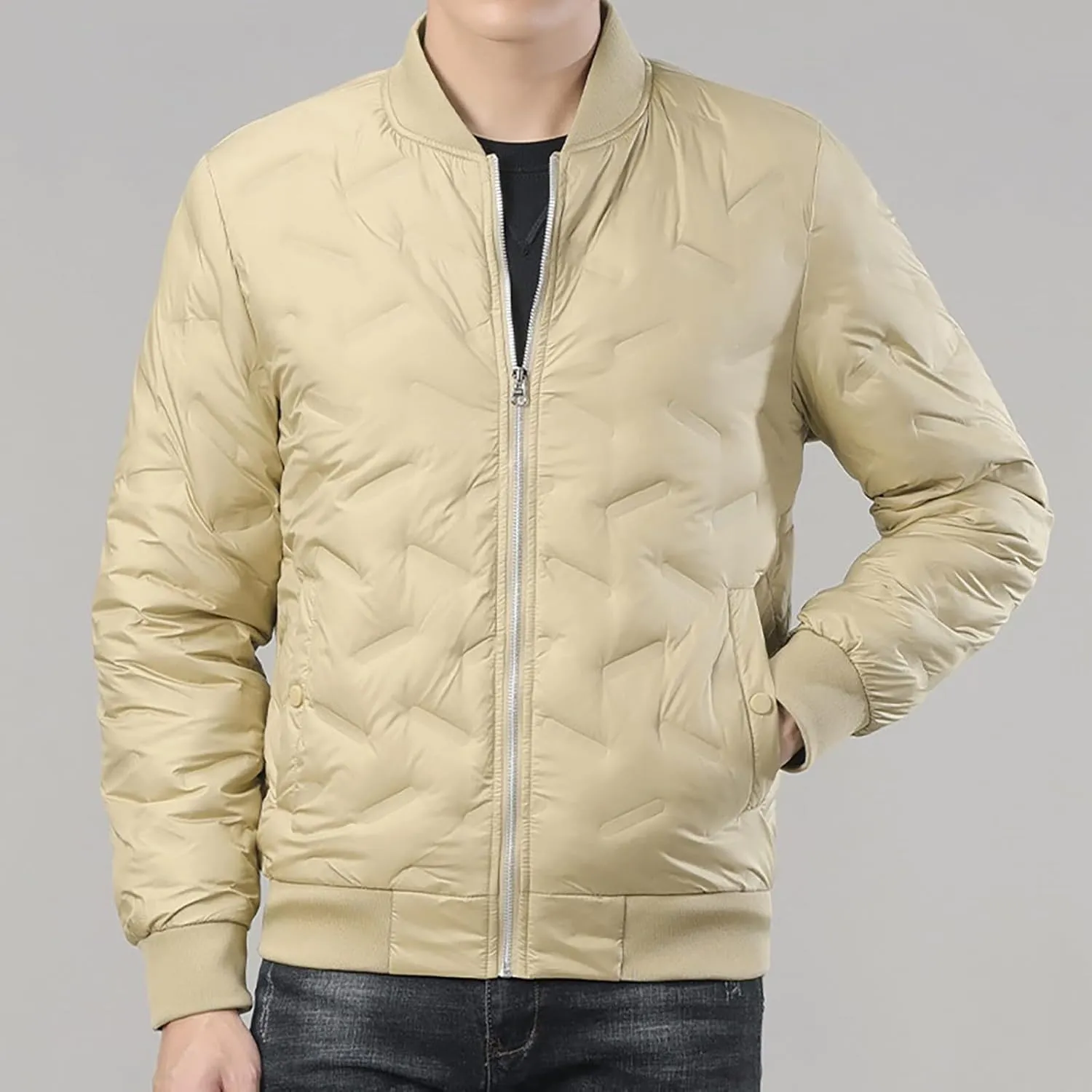 Warm Water Resistant Puffy Hooded Casual Loose Stand Up Collar Jacket with Removable Hood Packable Puffer Jacket