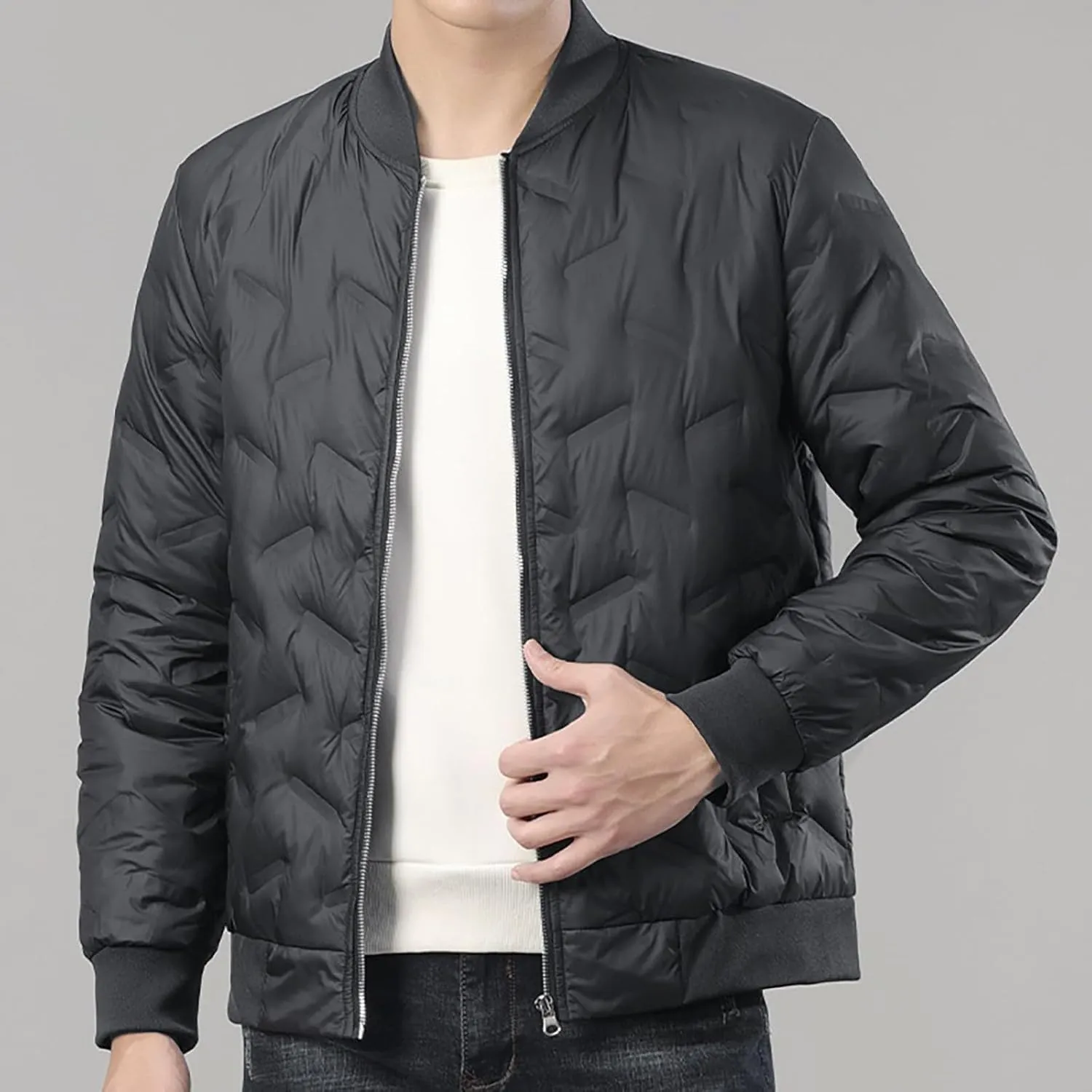 Warm Water Resistant Puffy Hooded Casual Loose Stand Up Collar Jacket with Removable Hood Packable Puffer Jacket
