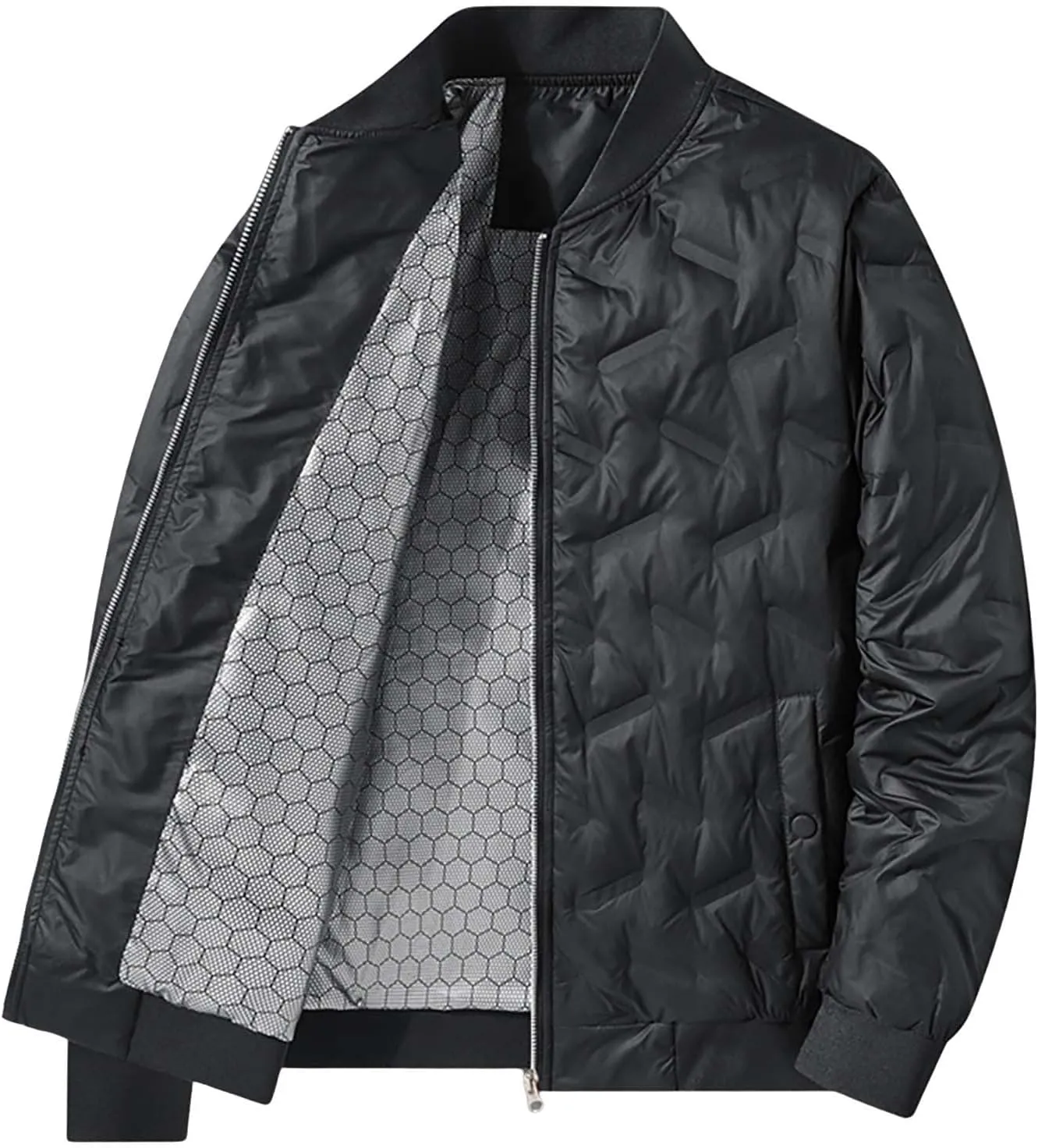 Warm Water Resistant Puffy Hooded Casual Loose Stand Up Collar Jacket with Removable Hood Packable Puffer Jacket