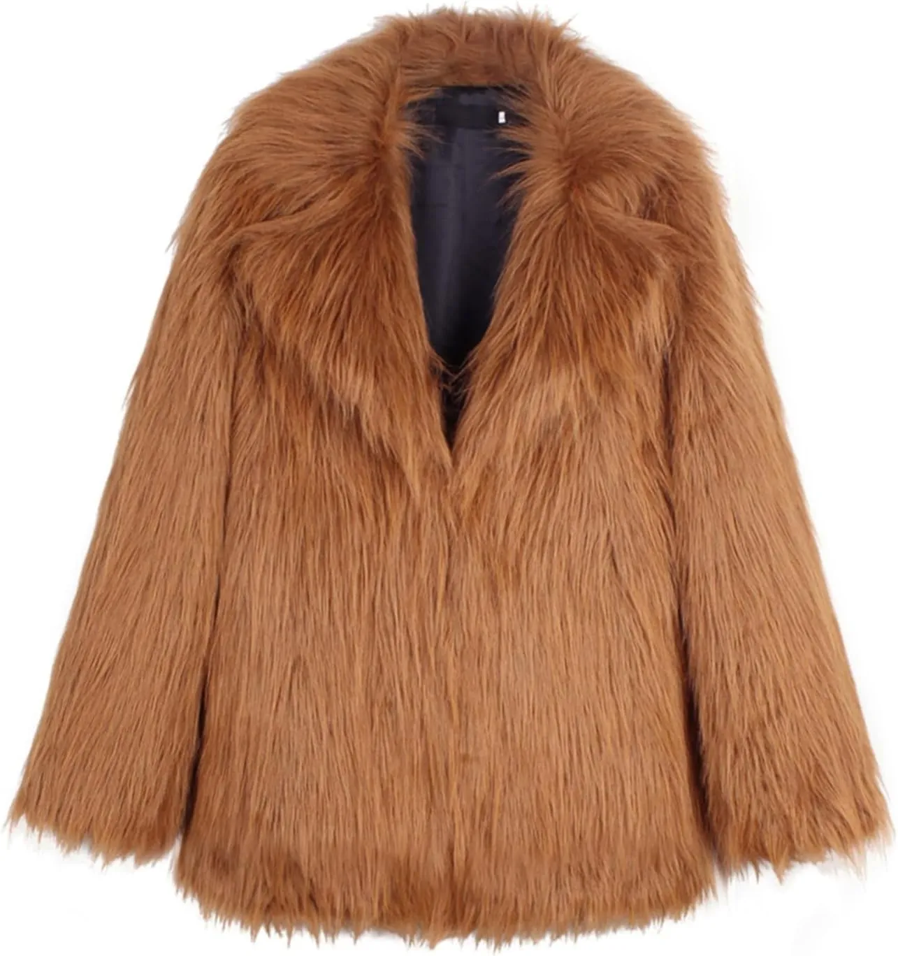 White Faux Fur Coat For Women Mid Length Hooded Cardigan Open Front Outerwear Winter Warm Coats Fur Jackets For