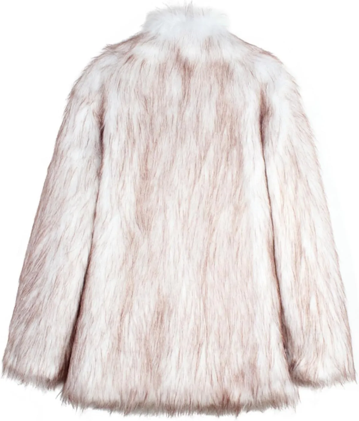 White Faux Fur Coat For Women Mid Length Hooded Cardigan Open Front Outerwear Winter Warm Coats Fur Jackets For