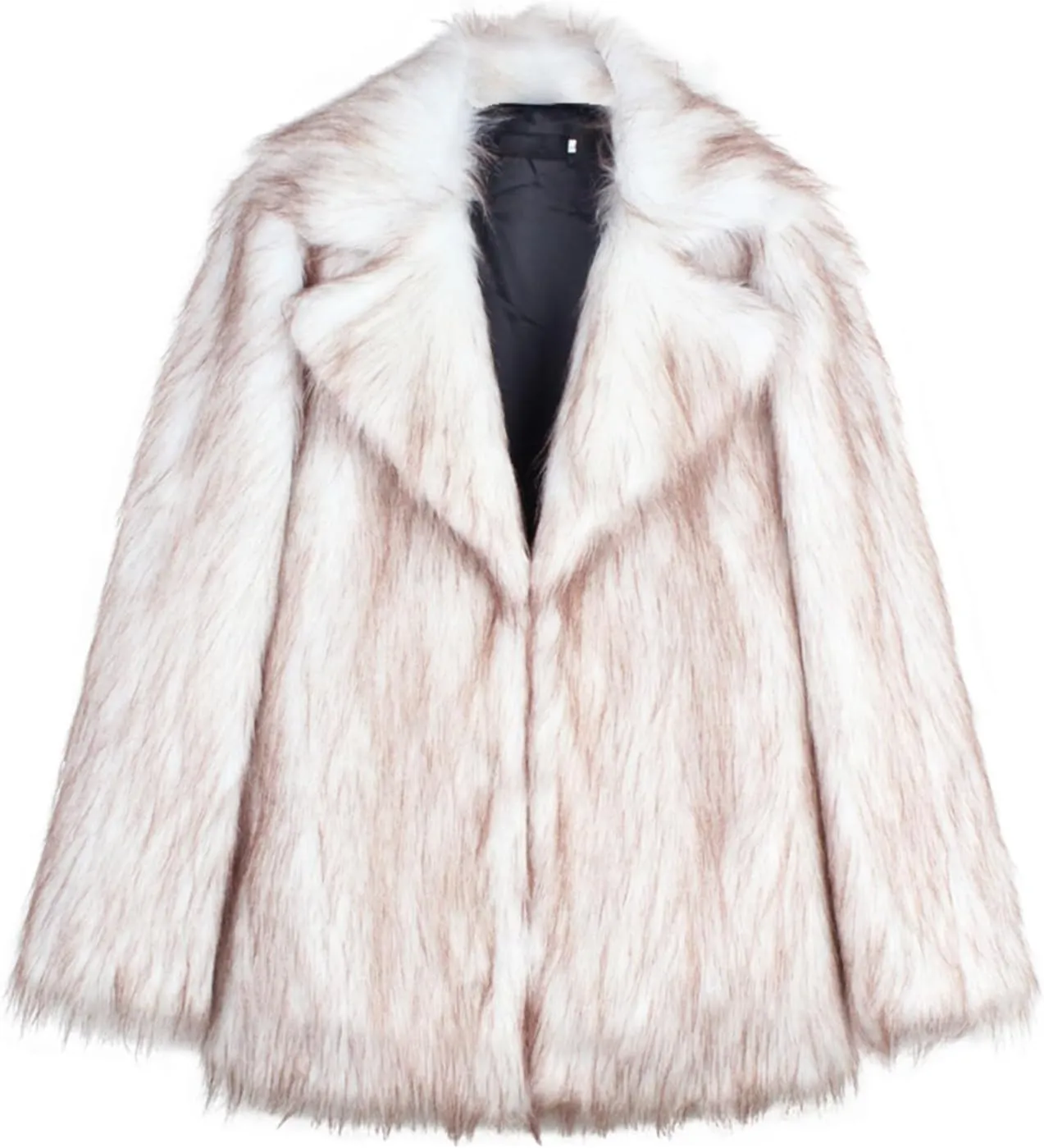White Faux Fur Coat For Women Mid Length Hooded Cardigan Open Front Outerwear Winter Warm Coats Fur Jackets For