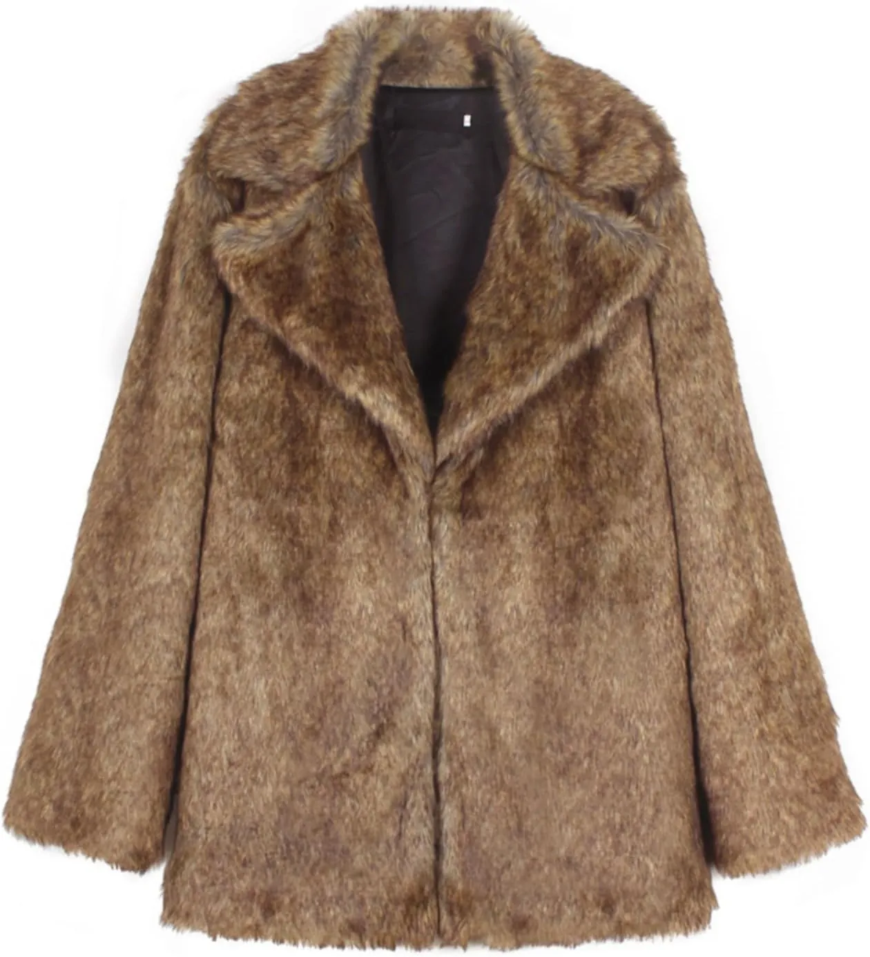 White Faux Fur Coat For Women Mid Length Hooded Cardigan Open Front Outerwear Winter Warm Coats Fur Jackets For