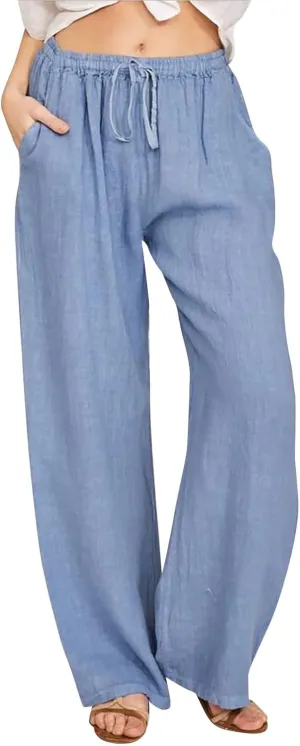 Wide Leg Linen Pants Women Summer Casual Linen Wide Leg Pants with Pockets Drawstring Beach Palazzo Pants Lounge Trousers