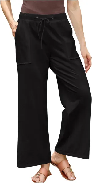 Wide Leg Pants Woman Summer Casual 2025 Drawstring High Waisted Trousers with Pockets Plus Size Linen Pants