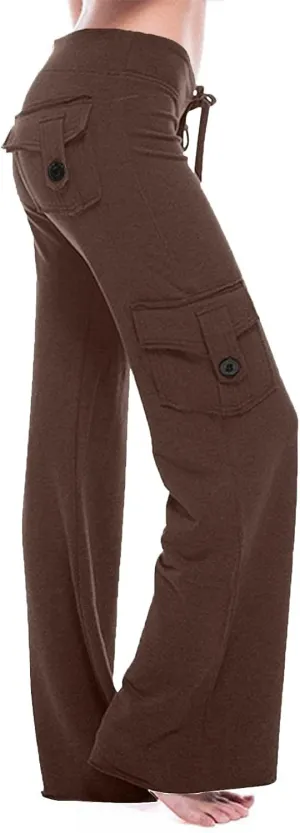 Wide Leg Yoga Pants for Women Casual High Waisted Casual leggings Pants with pockets Workout Lifting Joggers Apparel