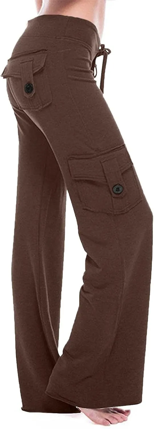 Wide Leg Yoga Pants for Women Casual High Waisted Casual leggings Pants with pockets Workout Lifting Joggers Apparel