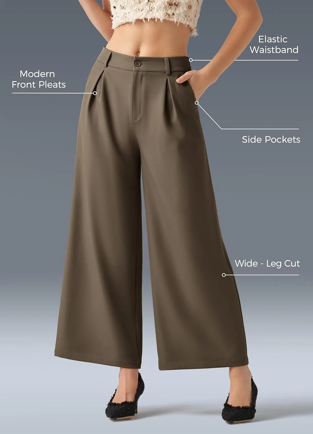 Willit Women's Wide Leg Pants Work Dress Pants Casual Palazzo Pants High Waisted Business Office Slacks 25"/27"/29"