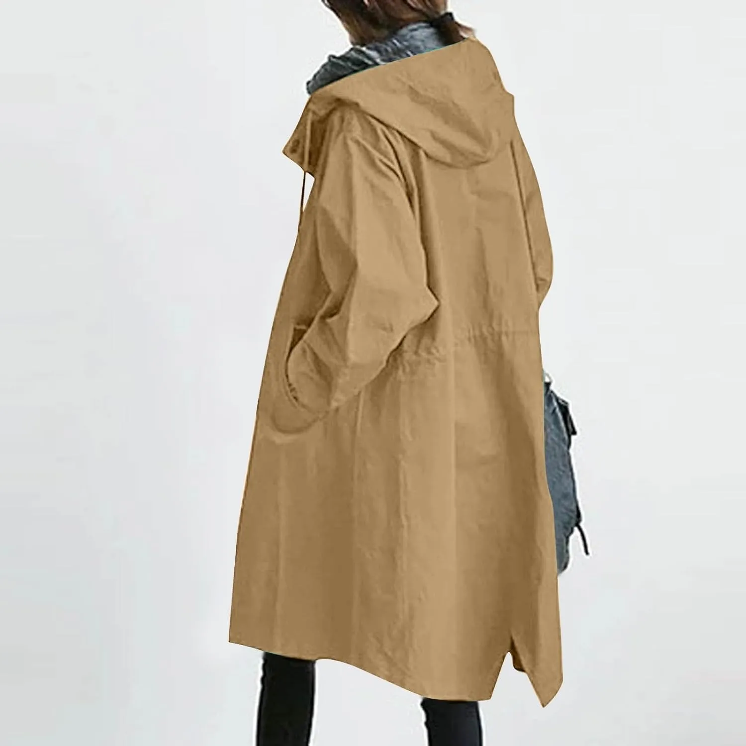 Windproof Classic Hooded Coat Outwear Womens Elegant Windbreaker Wild Winter Women'S Womens Oversized Long Trench
