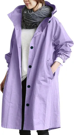 Windproof Classic Hooded Coat Outwear Womens Elegant Windbreaker Wild Winter Women'S Womens Oversized Long Trench