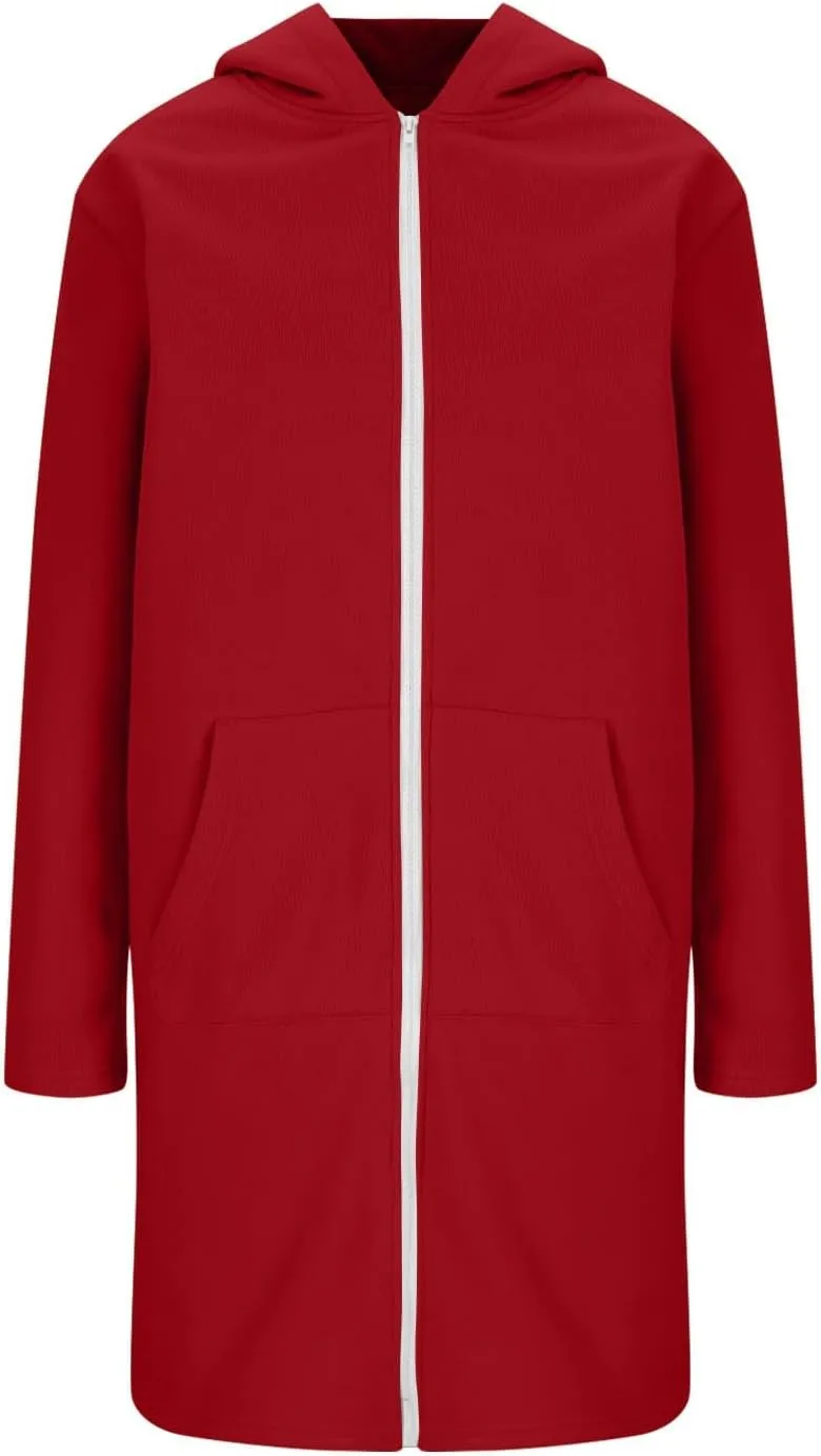 Winter Coats for Women 2024 Long Solid Color Trench Coat Pocket Long Sleeve Jacket Casual Hoodie Zip Up Shacket Coats