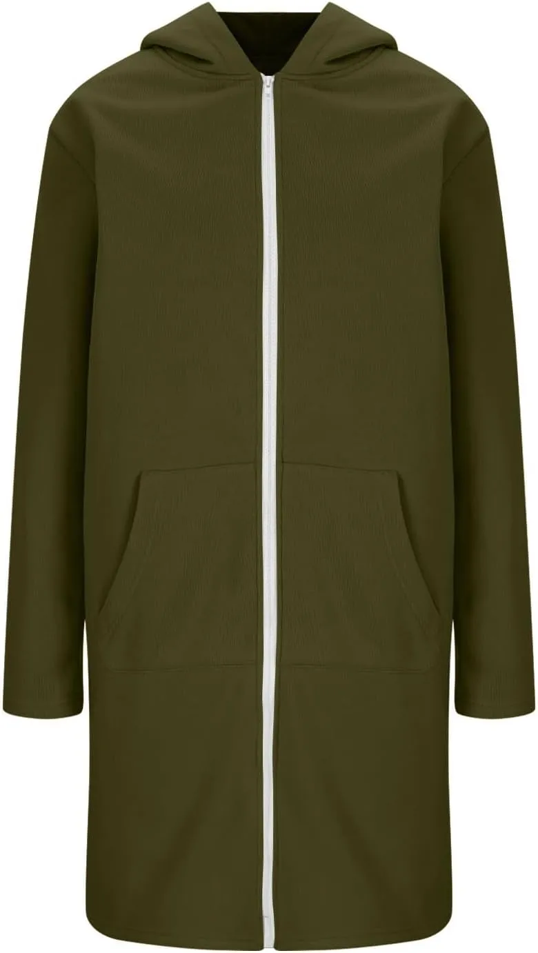Winter Coats for Women 2024 Long Solid Color Trench Coat Pocket Long Sleeve Jacket Casual Hoodie Zip Up Shacket Coats