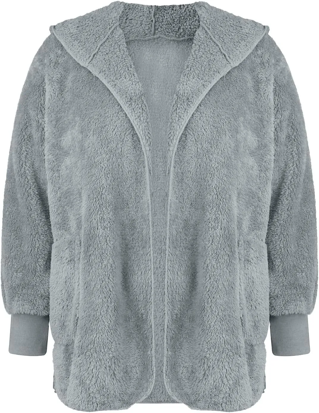 Winter Coats For Women Loose Hooded Jacket Plush Long Sleeve Cardigan Solid Color Coat