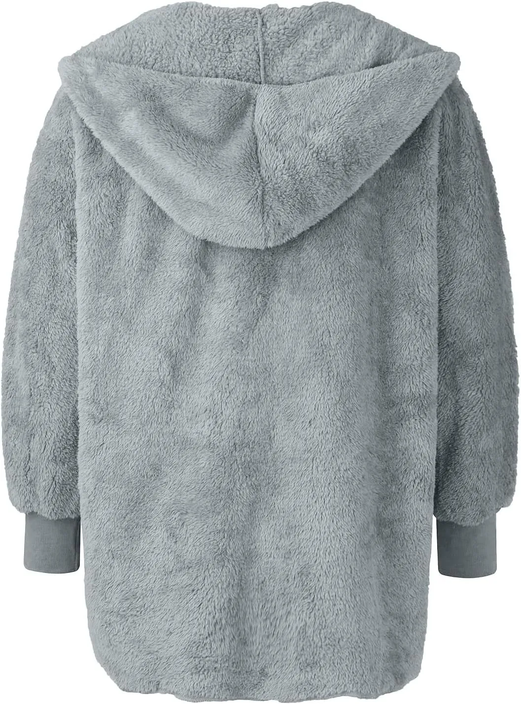 Winter Coats For Women Loose Hooded Jacket Plush Long Sleeve Cardigan Solid Color Coat