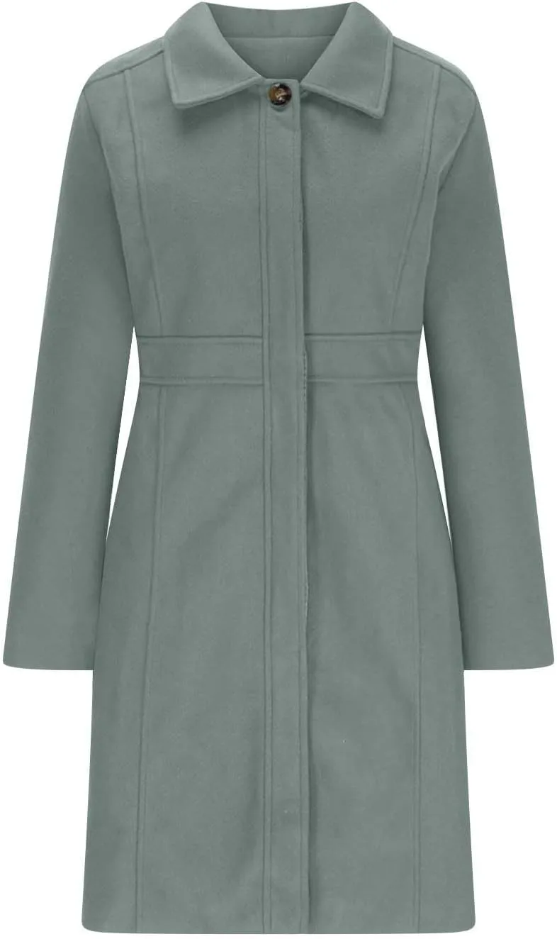 Winter Coats for Women Open Front Trench Coat Long Sleeve Lapel Cardigan Winter Overcoat Midi Peacoat with Pockets