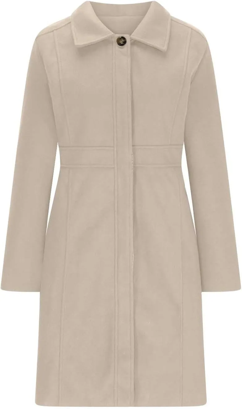 Winter Coats for Women Open Front Trench Coat Long Sleeve Lapel Cardigan Winter Overcoat Midi Peacoat with Pockets