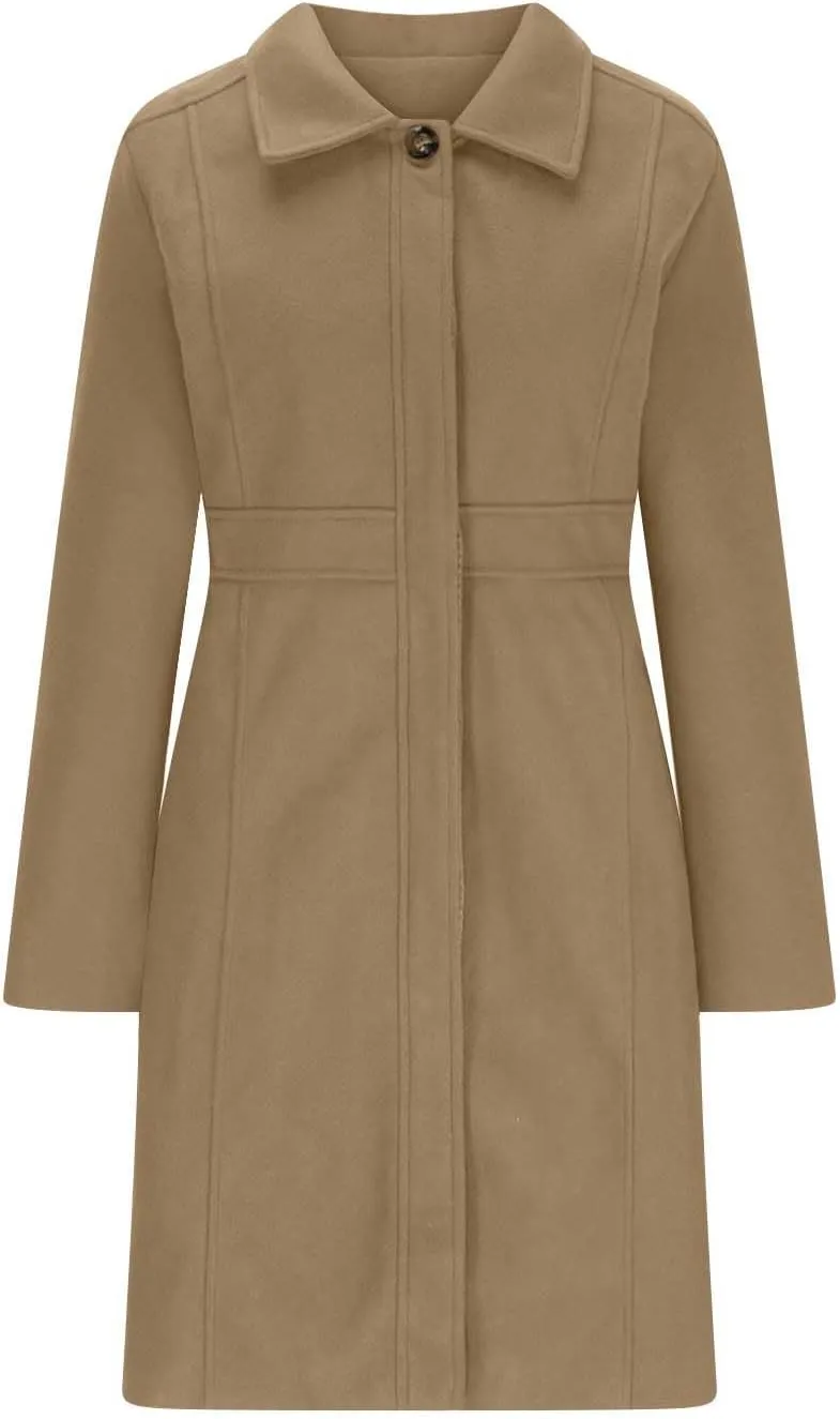 Winter Coats for Women Open Front Trench Coat Long Sleeve Lapel Cardigan Winter Overcoat Midi Peacoat with Pockets