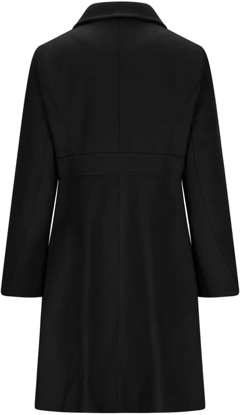 Winter Coats for Women Open Front Trench Coat Long Sleeve Lapel Cardigan Winter Overcoat Midi Peacoat with Pockets