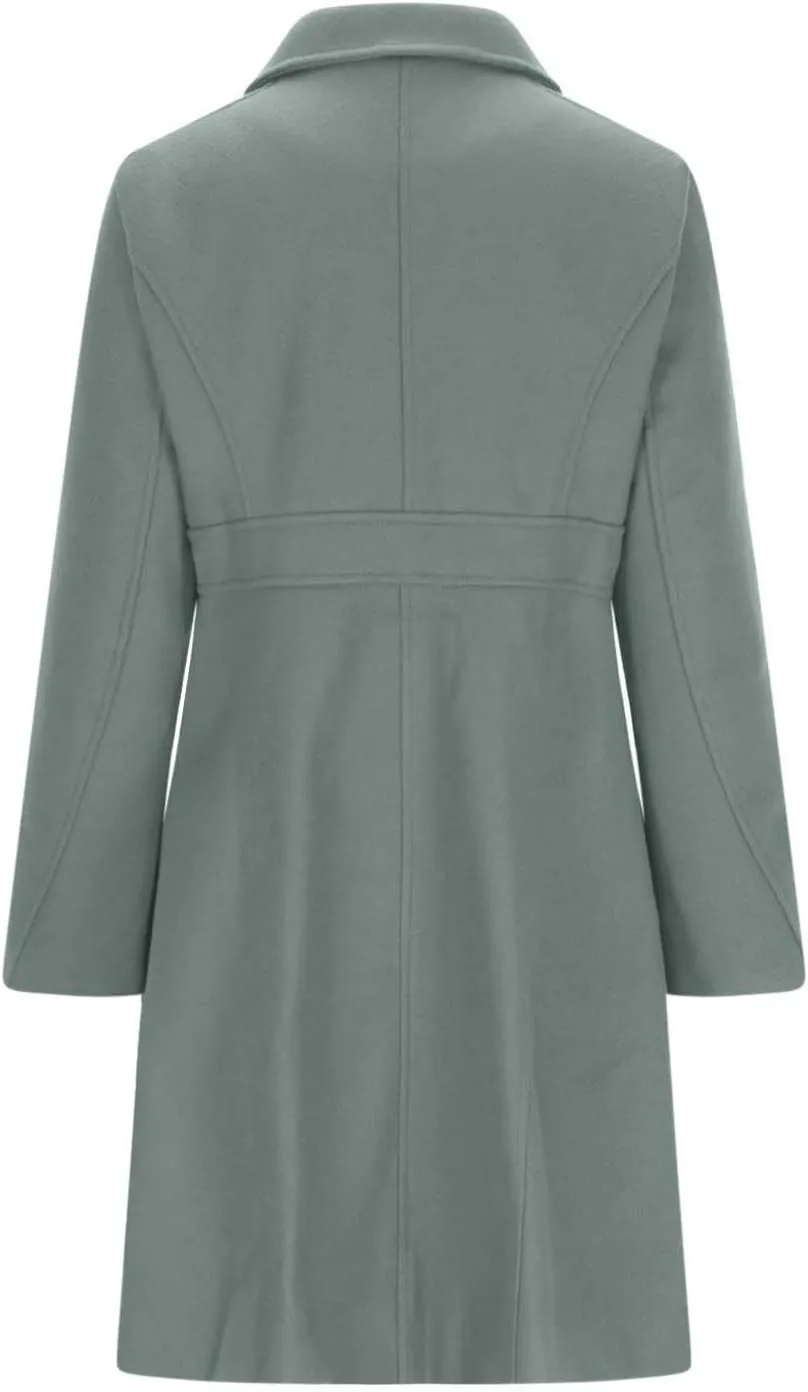 Winter Coats for Women Open Front Trench Coat Long Sleeve Lapel Cardigan Winter Overcoat Midi Peacoat with Pockets