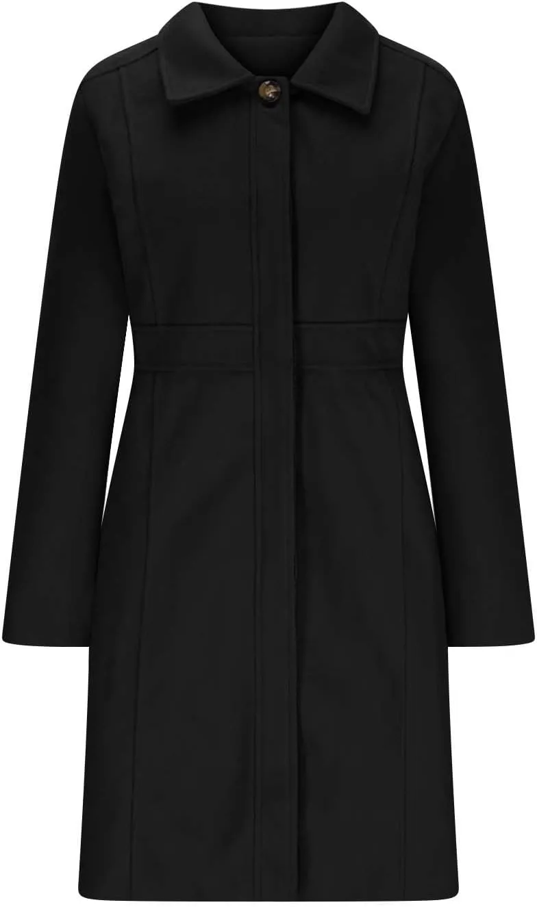 Winter Coats for Women Open Front Trench Coat Long Sleeve Lapel Cardigan Winter Overcoat Midi Peacoat with Pockets